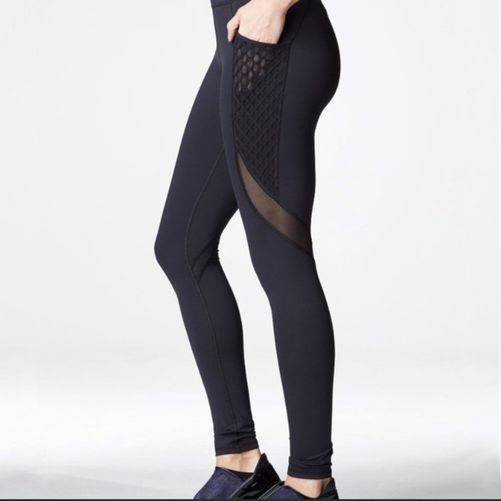Michi NY Storme Pocket Mesh Panel Black Leggings Size XS